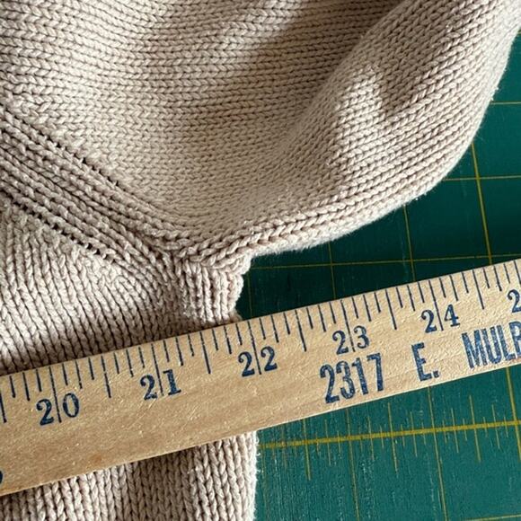 Long Beige Open Cardigan Women's Sweater Leo and Nicole Ribbed Collar sz XL - Picture 5 of 6